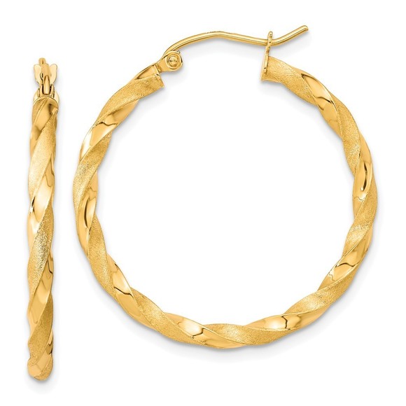 10k Polished & Satin Twisted Hoop Earrings,All Products : American Fashion Style Bags On Sale